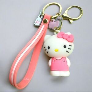 Hello Kitty Pink Bow Keychain with Charms & Wrist Strap – Super Cute!